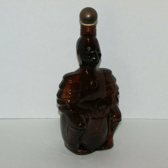 Vintage Brown Glass Liquor Bottle Limbo Drummer Home Bar Decor - Picture 2 of 11